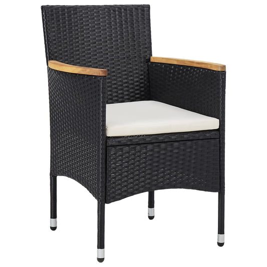 HKH 5 Pcs Conjunto de Jantar para Jardim Vime Pe - Preto