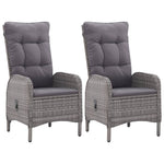 HKH 3 Pcs Conjunto de Bistrô para Jardim Vime Pe e Vidro - Cinzento