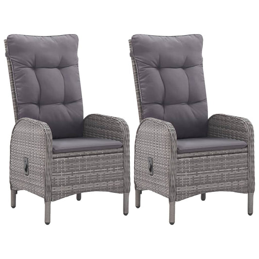 HKH 3 Pcs Conjunto de Bistrô para Jardim Vime Pe e Vidro - Cinzento