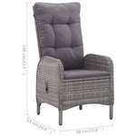 HKH 3 Pcs Conjunto de Bistrô para Jardim Vime Pe e Vidro - Cinzento