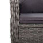 HKH 3 Pcs Conjunto de Bistrô para Jardim Vime Pe e Vidro - Cinzento