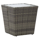 HKH 3 Pcs Conjunto de Bistrô para Jardim Vime Pe e Vidro - Cinzento