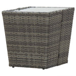 HKH 3 Pcs Conjunto de Bistrô para Jardim Vime Pe e Vidro - Cinzento