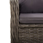 HKH 3 Pcs Conjunto de Bistrô para Jardim Vime Pe Cinzento - Cinzeto
