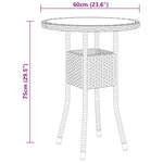 HKH 3 Pcs Conjunto de Bistrô para Jardim Vime Pe - Preto