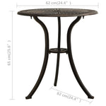 HKH Mesa de Jardim 62x62x65 Cm Alumínio Fundido Bronze - Marrom