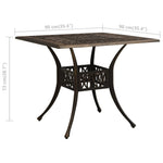HKH Mesa de Jardim 90x90x73 Cm Alumínio Fundido Bronze - Marrom