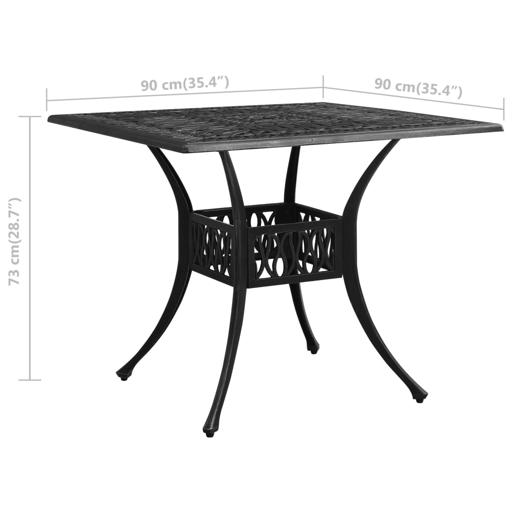 HKH Mesa de Jardim 90x90x73 Cm Alumínio Fundido - Preto