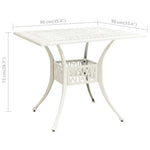HKH Mesa de Jardim 90x90x73 Cm Alumínio Fundido - Branco