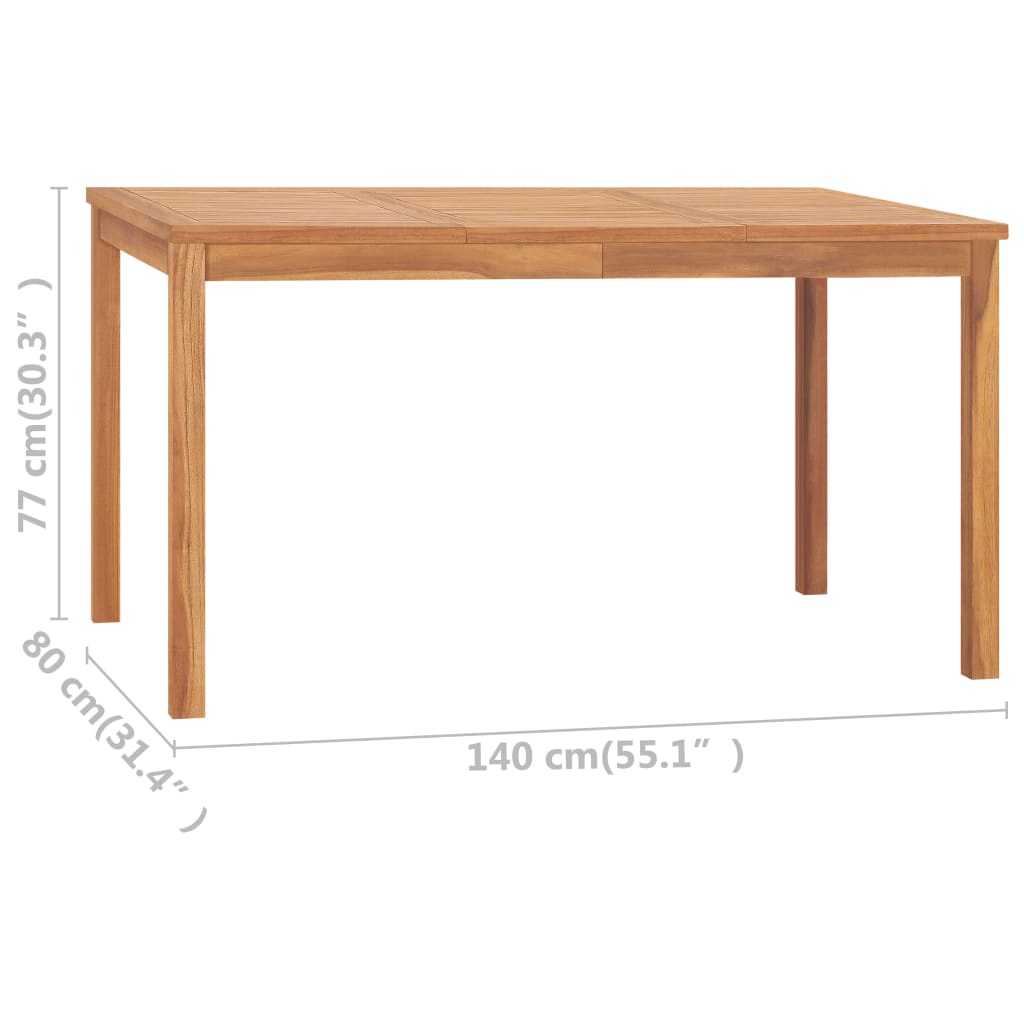 HKH Mesa de Jantar P/ Jardim 140x80x77 Madeira de Teca Maciça - Marrom