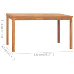 HKH Mesa de Jantar P/ Jardim 140x80x77 Madeira de Teca Maciça - Marrom