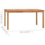 HKH Mesa de Jantar P/ Jardim 160x80x77 Madeira de Teca Maciça - Marrom