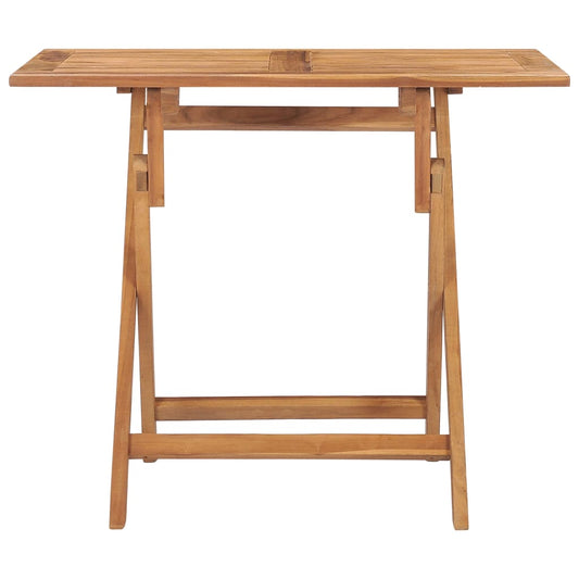 HKH Mesa de Jantar para Jardim Dobrável 90x60x75 Cm Teca Maciça - Marrom