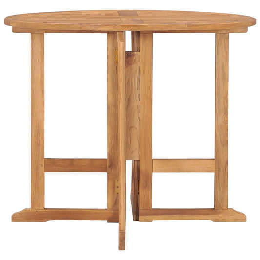 HKH Mesa de Jantar para Jardim Dobrável Ø90x75 Cm Teca Maciça - Marrom