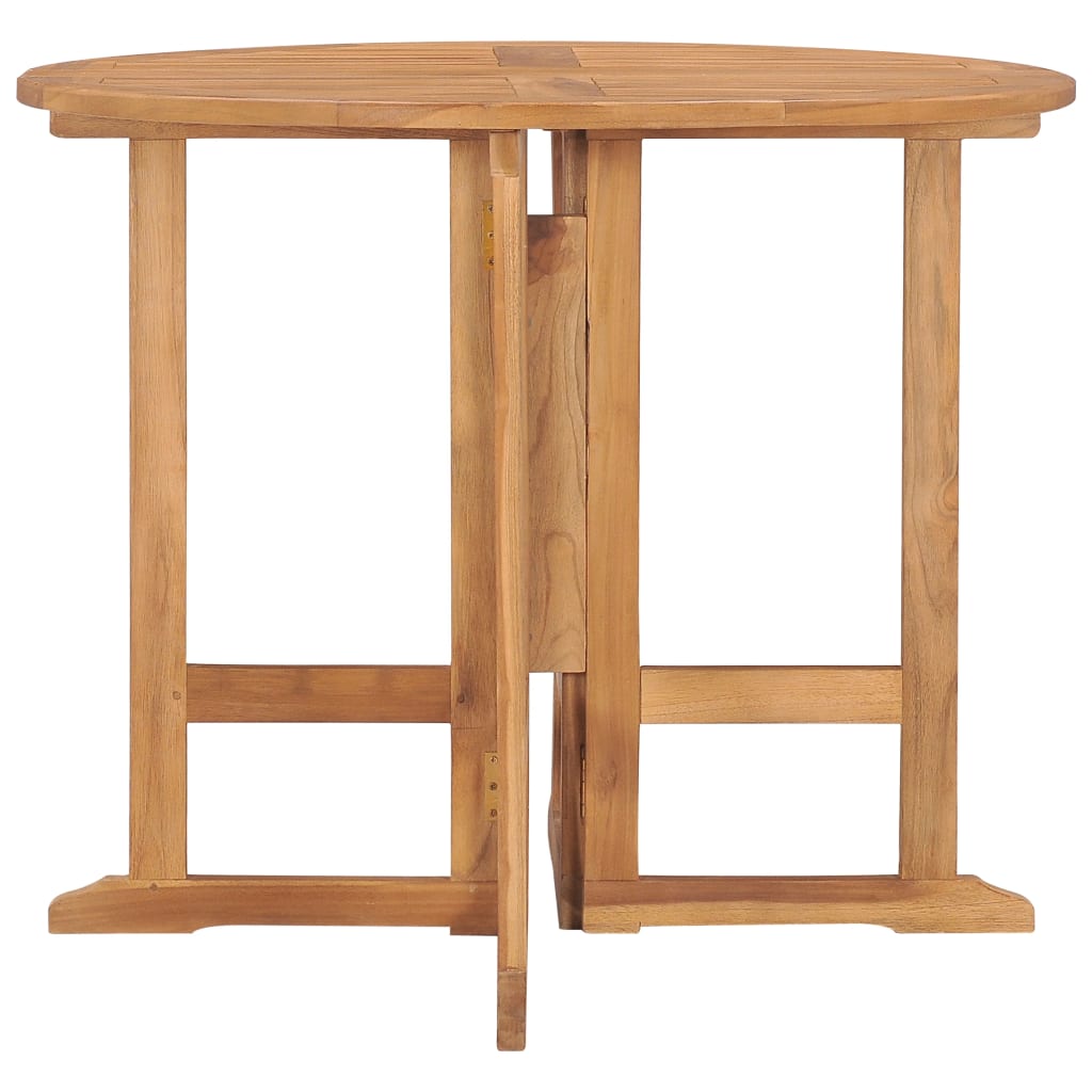 HKH Mesa de Jantar para Jardim Dobrável Ã˜90x75 Cm Teca Maciça - Marrom