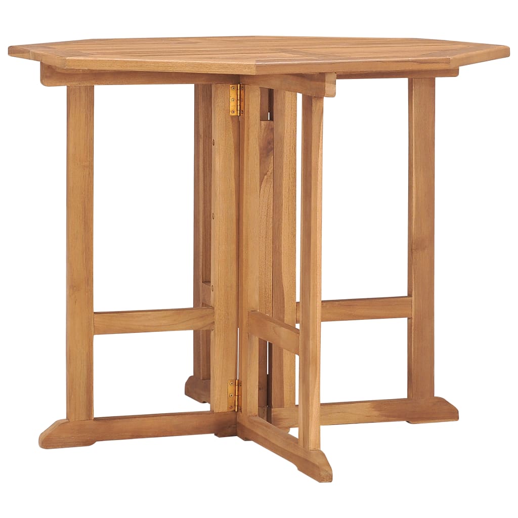 HKH Mesa de Jantar P/ Jardim Dobrável 90x90x75 Cm Teca Maciça - Marrom