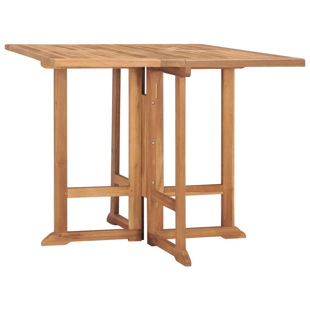 HKH Mesa de Comedor para Jardín Plegable 90x90x75 Cm Teca Maciza - Marrón