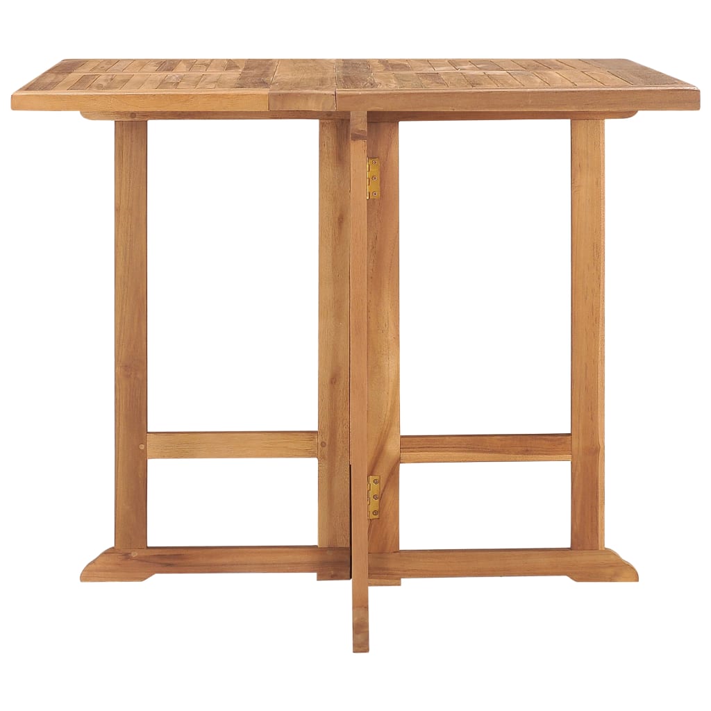HKH Mesa de Comedor para Jardín Plegable 90x90x75 Cm Teca Maciza - Marrón
