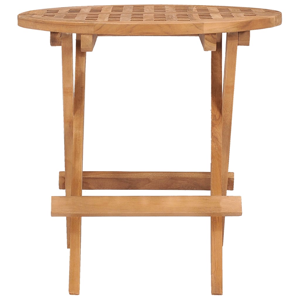 HKH Mesa de Jardim Dobrável 50x50x50 Cm Madeira de Teca Maciça - Marrom