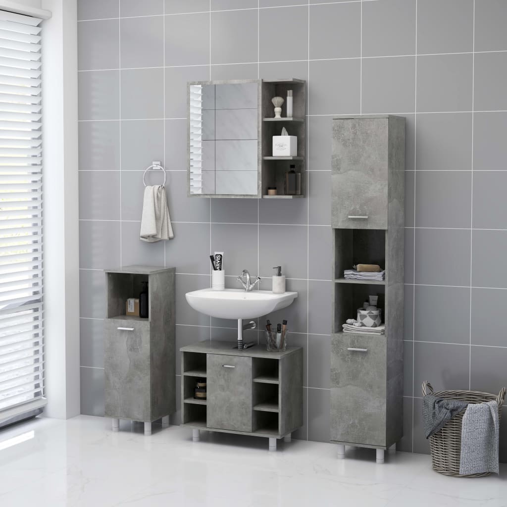 HKH Armario Baño C/ Espejo en Cemento - Gris