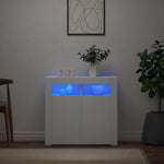 HKH Aparador Moderno de Madera Procesada con Luces LED - Blanco