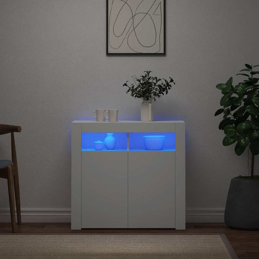 HKH Aparador Moderno em Madeira Processada com Luzes Led - Branco