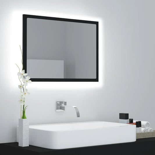 HKH Espelho de Casa de Banho com LED Acrílico - 60x8,5x37 Cm - Preto