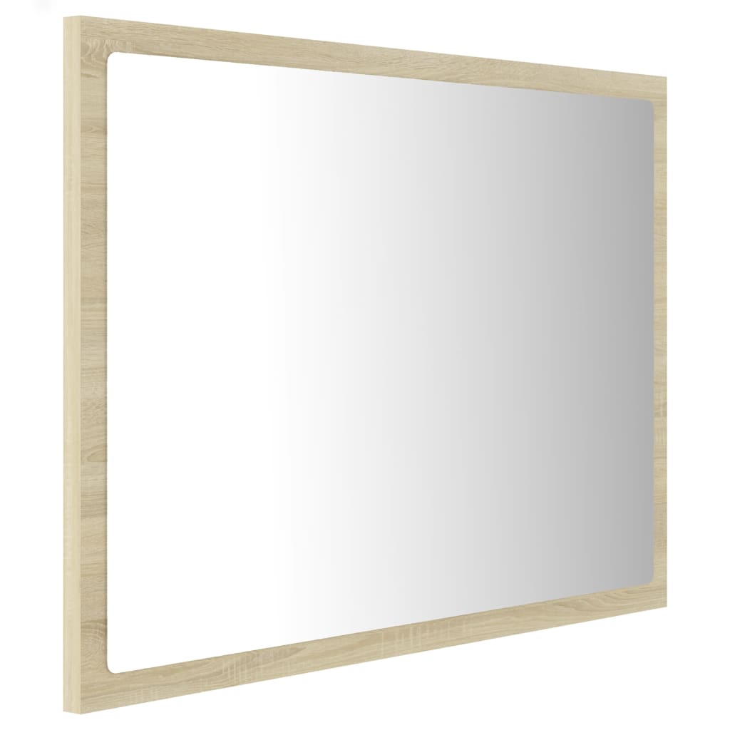 HKH Espejo Baño con LED Acrílico en Roble Sonoma - 60x8,5x37 Cm