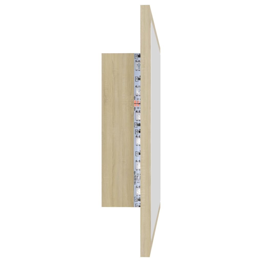 HKH Espejo Baño con LED Acrílico en Roble Sonoma - 60x8,5x37 Cm