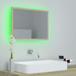 HKH Espejo Baño con LED Acrílico en Roble Sonoma - 60x8,5x37 Cm