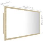 HKH Espelho Casa Banho C/ LED Acrílico em Carvalho Sonoma - 80x8,5x37 Cm
