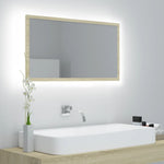 HKH Espelho Casa Banho C/ LED Acrílico em Carvalho Sonoma - 80x8,5x37 Cm