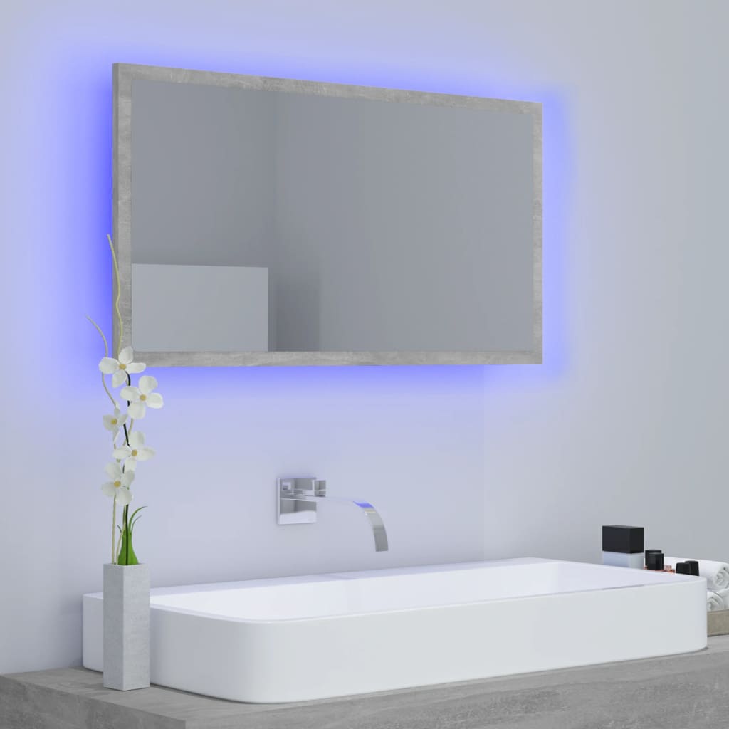 Espejo de baño HKH con LED acrílico en cemento - 80x8,5x37cm - Gris