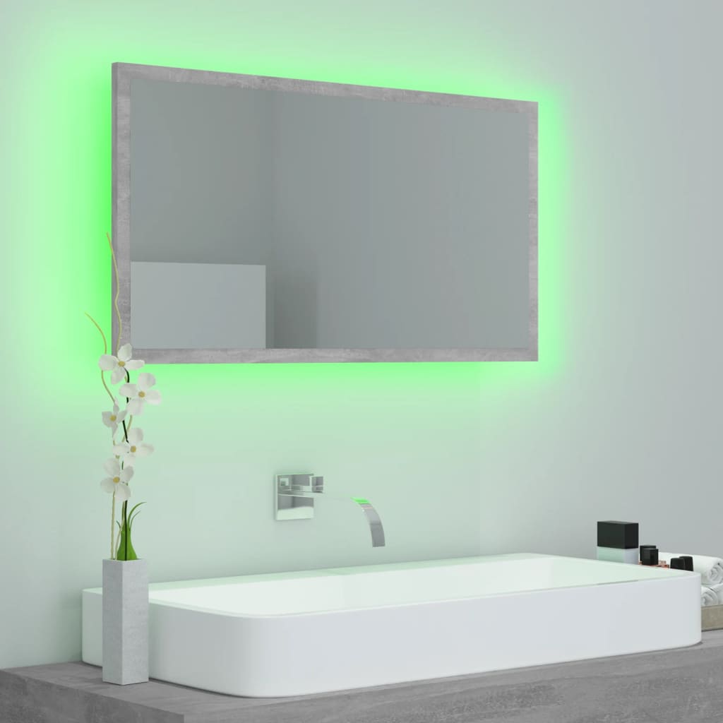 Espejo de baño HKH con LED acrílico en cemento - 80x8,5x37cm - Gris