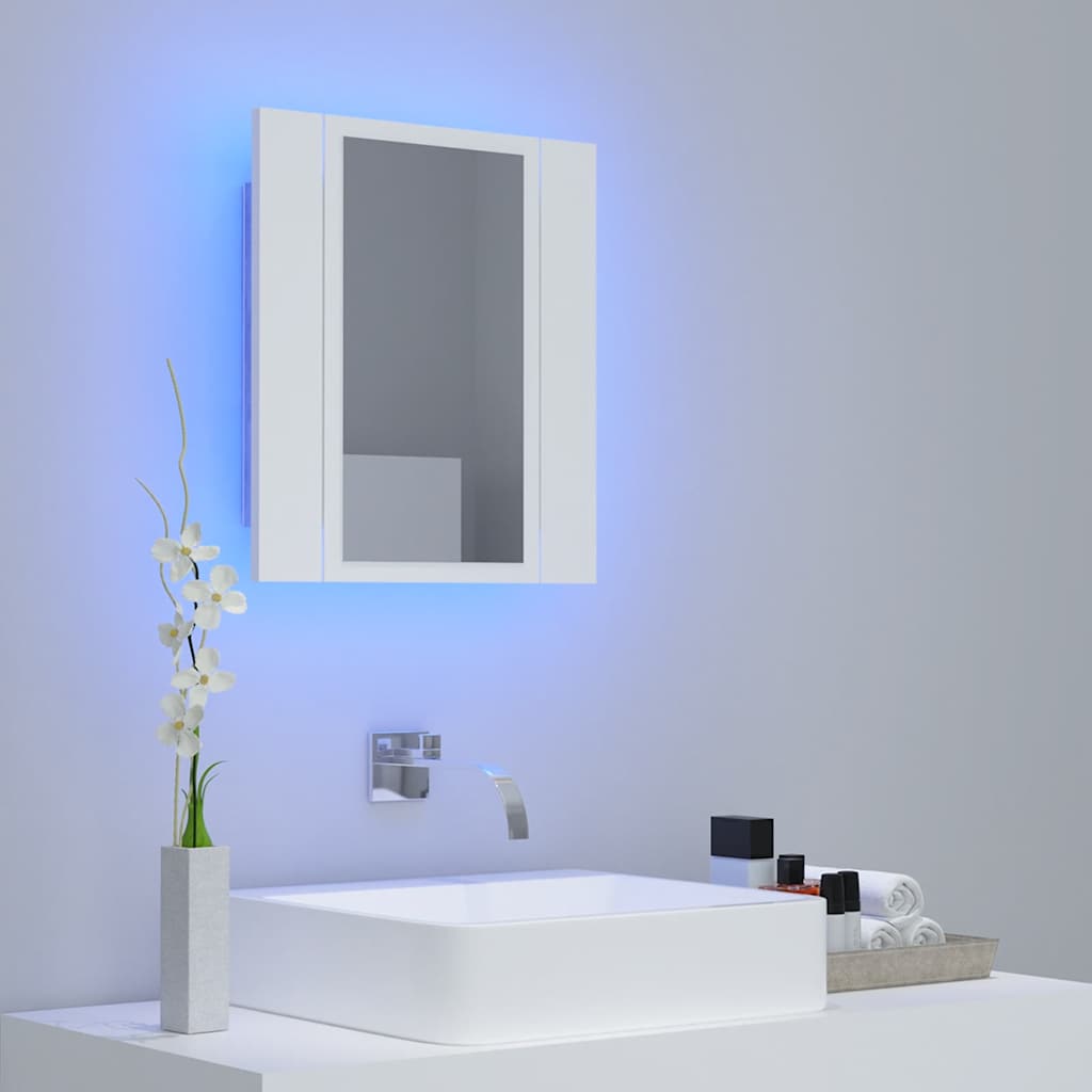 HKH Armario con Espejo para Baño LED Acrílico - 40x12x45 Cm - Blanco
