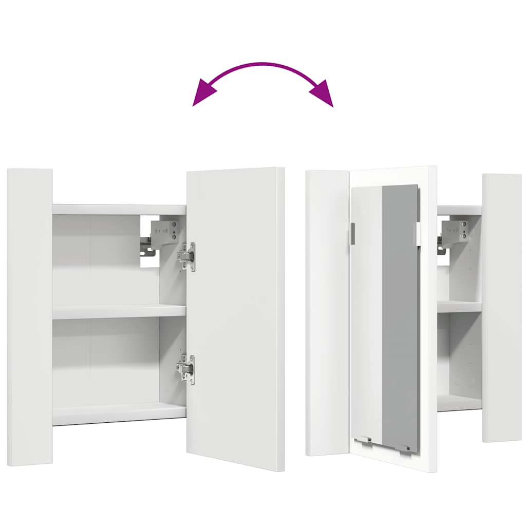 HKH Armario con Espejo para Baño LED Acrílico - 40x12x45 Cm - Blanco