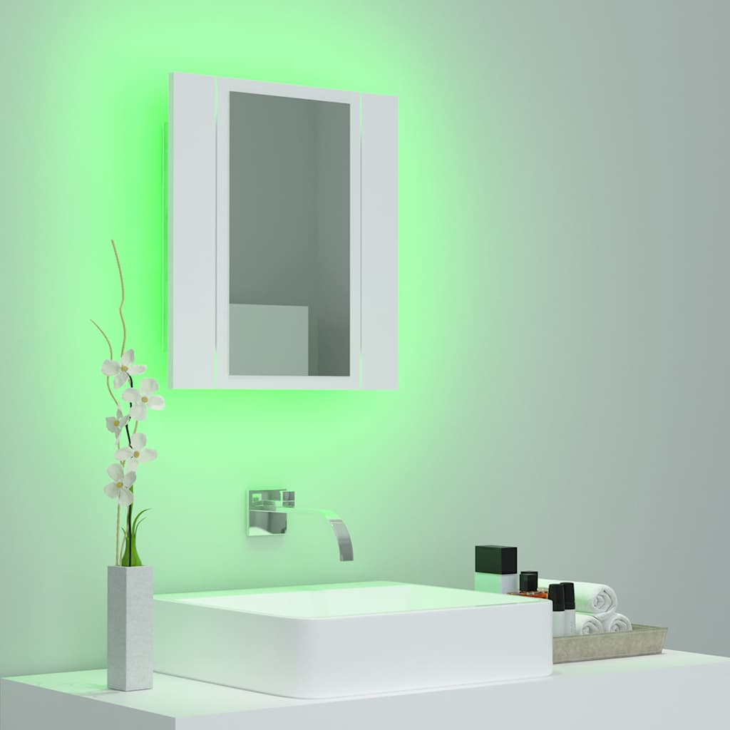 HKH Armario con Espejo para Baño LED Acrílico - 40x12x45 Cm - Blanco