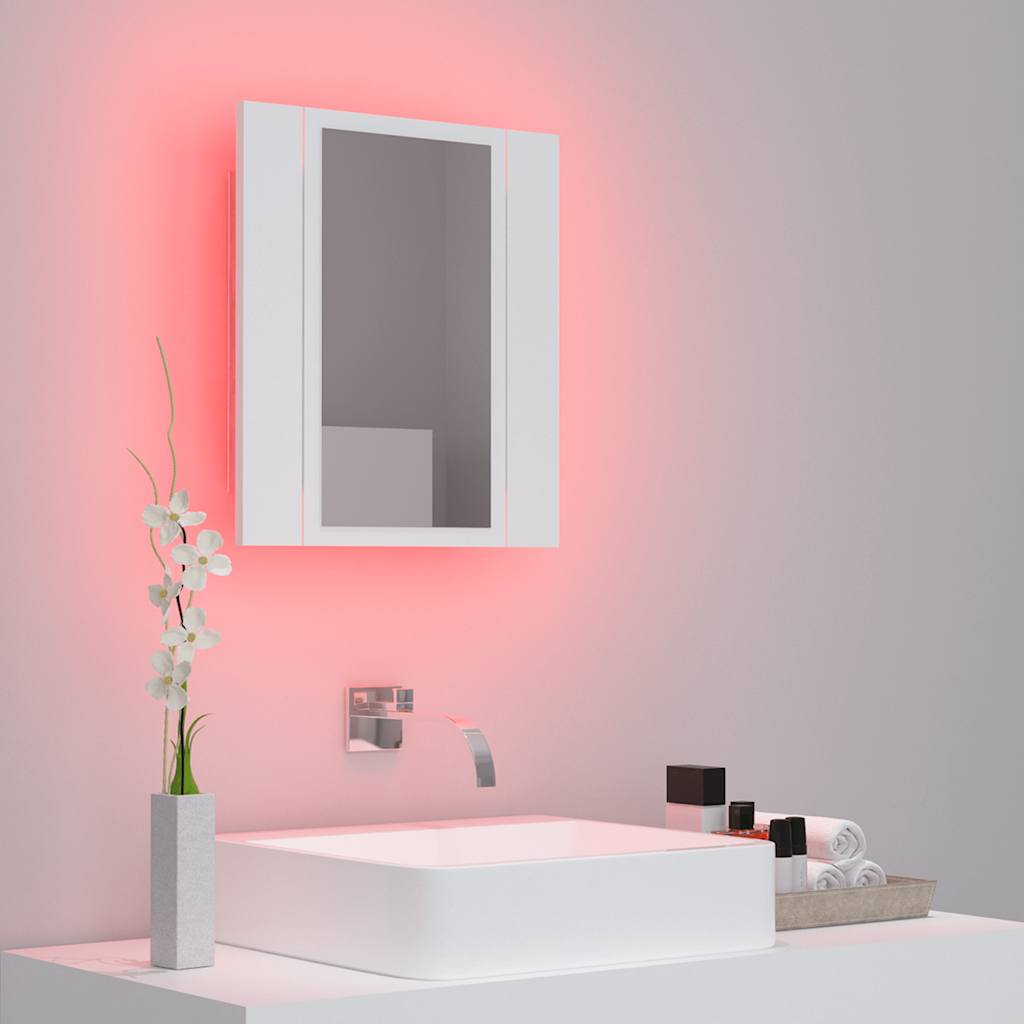 HKH Armario con Espejo para Baño LED Acrílico - 40x12x45 Cm - Blanco