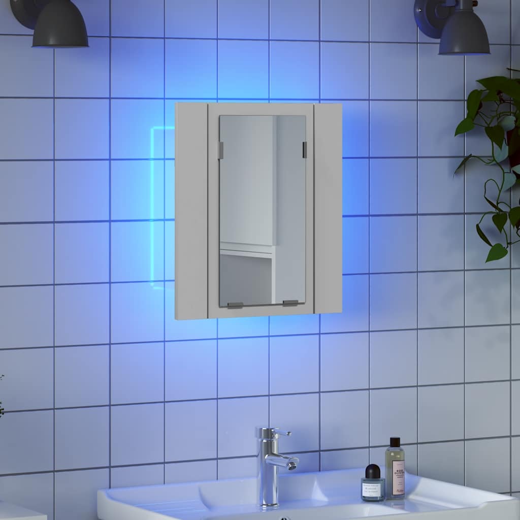 HKH Armario con Espejo para Baño LED Acrílico - 40x12x45 Cm - Blanco