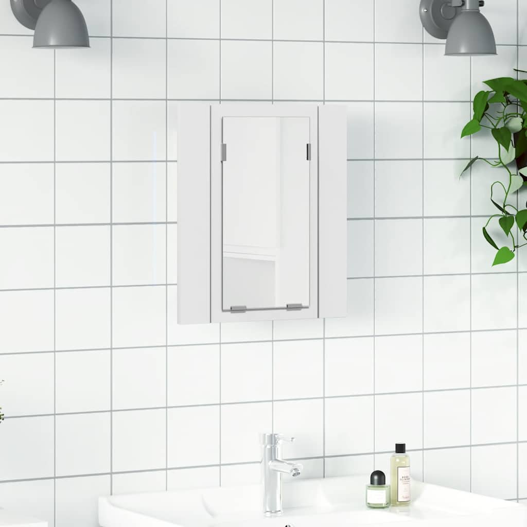 HKH Armario con Espejo para Baño LED Acrílico - 40x12x45 Cm - Blanco