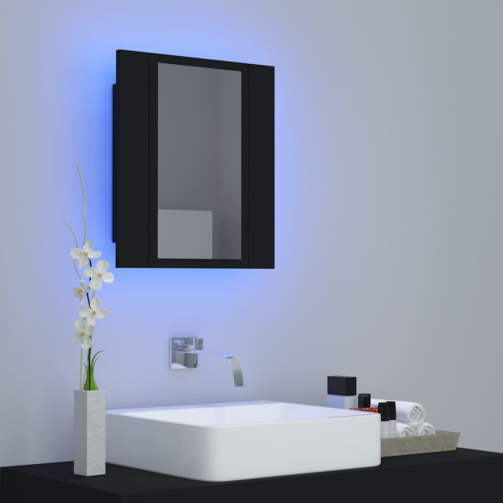 HKH Armario con Espejo para Baño LED Acrílico - 40x12x45 Cm - Negro