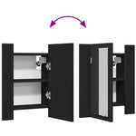 HKH Armário Espelhado Casa de Banho LED Acrílico - 40x12x45 Cm - Preto