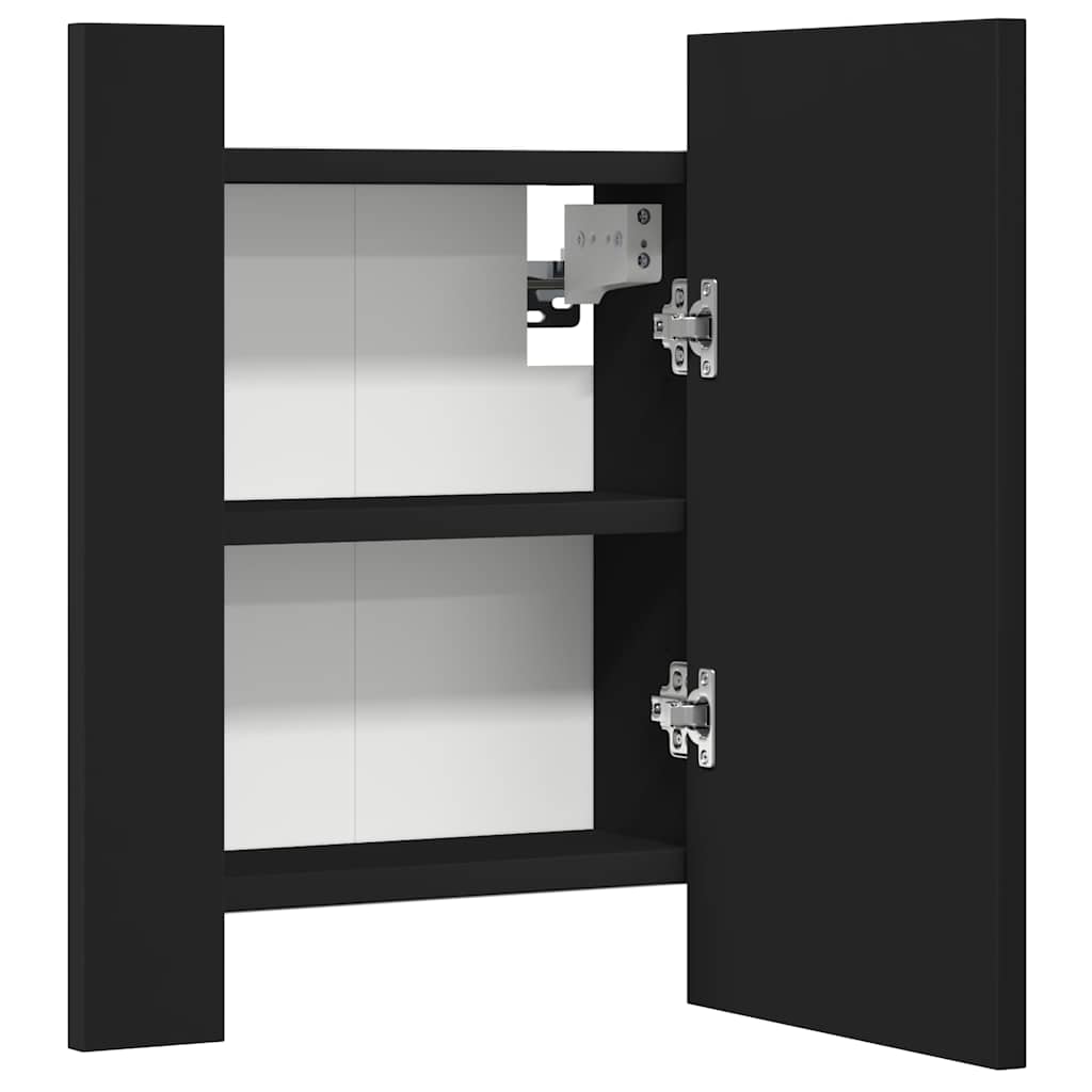 HKH Armário Espelhado Casa de Banho LED Acrílico - 40x12x45 Cm - Preto