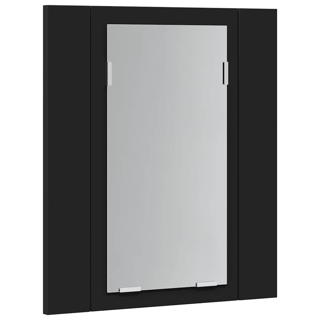 HKH Armário Espelhado Casa de Banho LED Acrílico - 40x12x45 Cm - Preto
