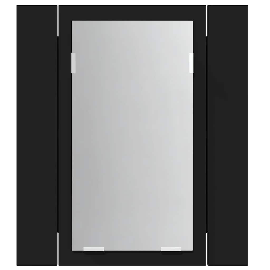 HKH Armário Espelhado Casa de Banho LED Acrílico - 40x12x45 Cm - Preto