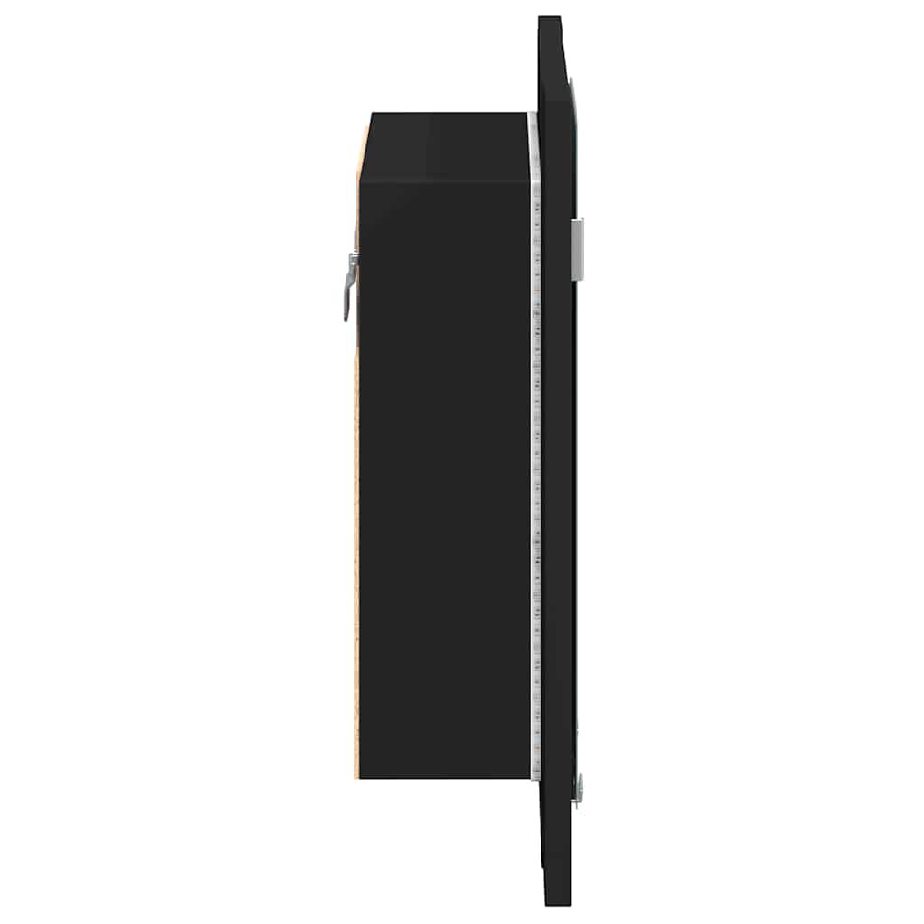 HKH Armário Espelhado Casa de Banho LED Acrílico - 40x12x45 Cm - Preto