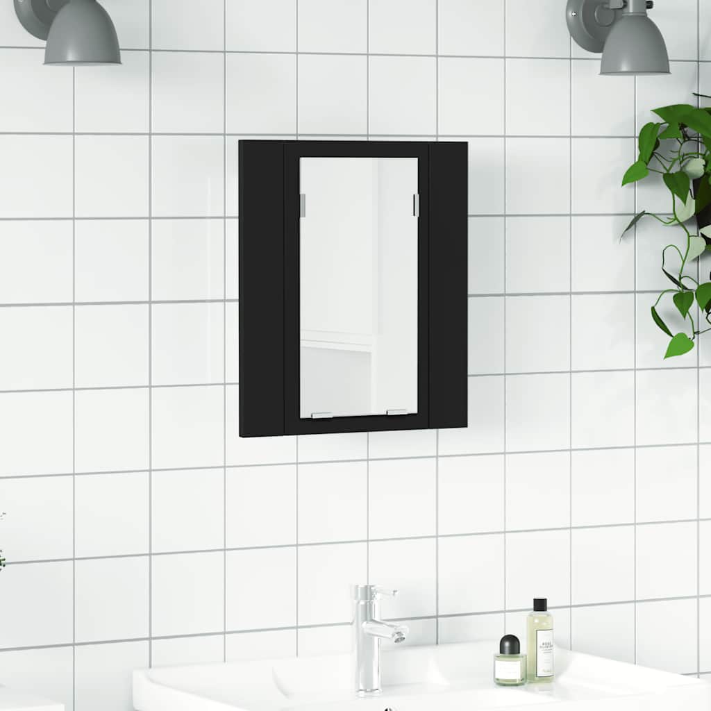 HKH Armario con Espejo para Baño LED Acrílico - 40x12x45 Cm - Negro