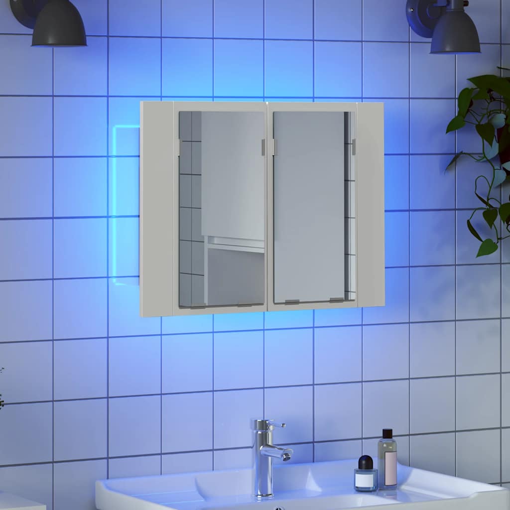 HKH Armario con Espejo para Baño con LED Acrílico - 60x12x45 Cm - Blanco