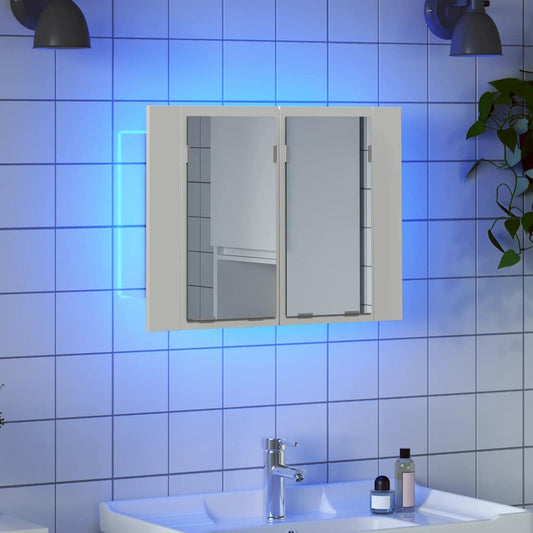 HKH Armário Espelhado Casa Banho C/ LED Acrílico - 60x12x45 Cm - Branco
