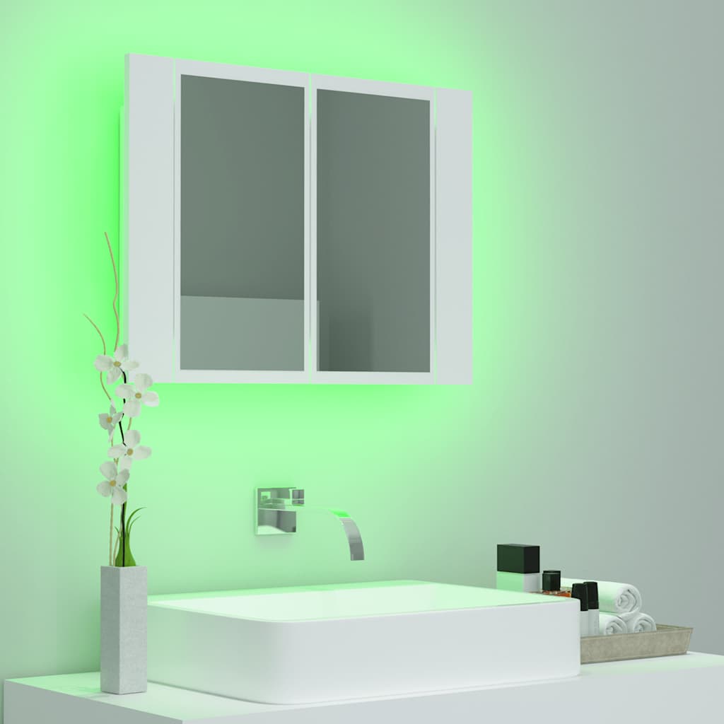 HKH Armario con Espejo para Baño con LED Acrílico - 60x12x45 Cm - Blanco